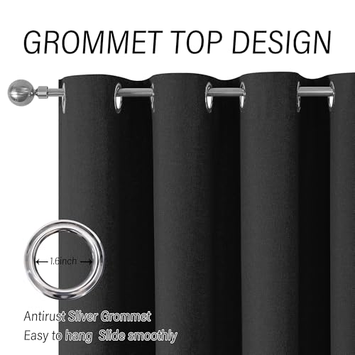 ChrisDowa Black Blackout Curtains 45 Inches Long 2 Panels for Bedroom | Room Darkening,Light Blocking,Thermal Insulated,Faux Linen,Farmhouse,Grommet,Window Treatment,Drapes,Living Room,52x45 - color: Black, size: 52"W x 45"L (Pack of 2)