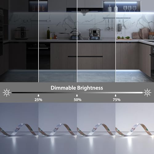3 Pack 3.3FT Battery Powered LED Strip Lights with Remote Timer, 2700K-6000K Tunable White LED Cabinet Lights, Self-Adhesive Dimmable USB LED Strip Lights with12 Modes for Kitchen Bookshelf Cupboard - size: 3.3FT