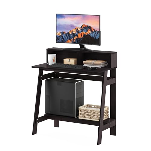 Furinno Simplistic A Frame Computer Desk, Dark Walnut | with Monitor Stand, A Frame Computer Desk, Office Desk, for Home Office, Bedroom, Study Room, Dorm - color: Dark Walnut, size: 32 inches