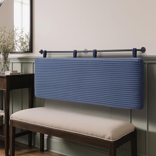 Queen Headboard Only, Wall Mounted Hanging Upholstered Bed Head Board | Modern Vertical Channel Design of Fine Flannel, Elegant Dark Blue Fluted Headboard for Bedroom (Dark Blue, Queen Size ) - color: Flannel/Dark Blue, size: Queen