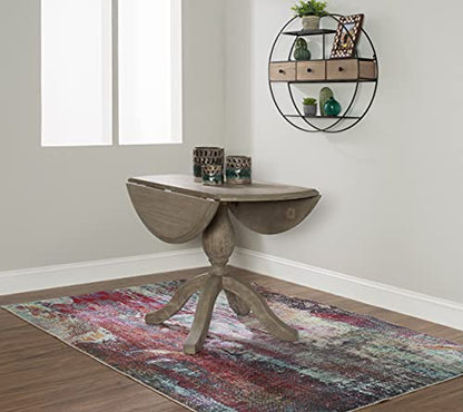 Linon Home Decor Mauro Antique Rustic Brown Drop Leaf Small Dining Table with Pedestal Base - color: Antique Rustic Brown