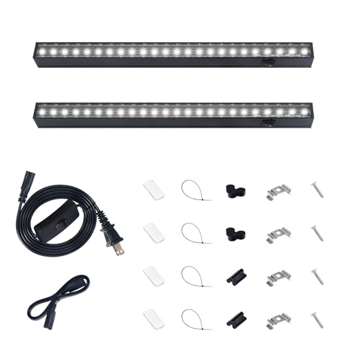 Barrina T5 LED Grow Lights, 1FT 10W (2 X 5W), 5000K Full Spectrum, 2 Packs | Grow Light Strip for Indoor Growing, Linkable, Magnetic Mount, Black Cover, Plant Lamp with Separate On/Off, Plug and Play - color: White, size: 1FT-Black Cover-2P