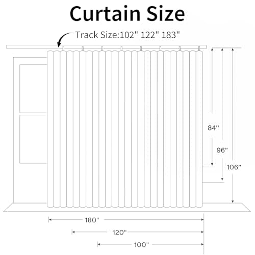 Ceiling Mount Room Divider Curtains,Track Sets for Room Separation,Black | Ceiling Mount Track Set Included,Blackout Curtains Thermal Insulated & Noise Reduction Fabric,For Bedroom Privacy Partition - color: Black, size: 180"W x 84"L (Pack of 1)