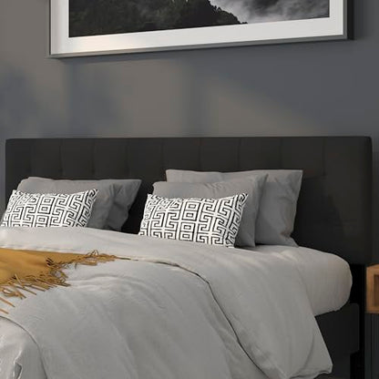 Quilted Tufted Upholstered King Size Headboard in Black Fabric - color: Black, size: King