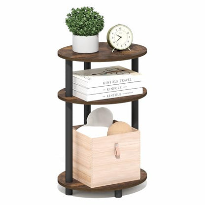 Furinno Turn-N-Tube Side Table, 3-Tier Oval End Table, Night Stand, Bedside Table, for Living Room, Bedroom, Amber Pine - color: Amber Pine, size: 1-Pack, Plastic Frame, 3-Tier, 23 Inches Tall