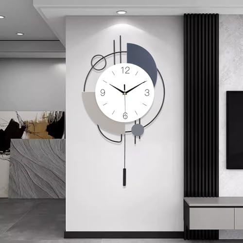 Dankeit Decorative Wall Clocks with Pendulum,Silent Quality Quartz Battery Operated,Large Wall Clock for Living Room,Kitchen,Home,Bathroom,Bedroom Wall Decor,16x26.5inch(Black) - color: Black, size: 16x26.5inch