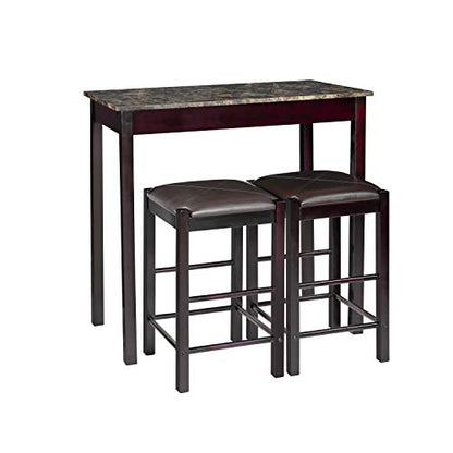 Pearington Remington High Top Counter Height Bar and Pub Table Set with 2 Chairs, Dark Espresso - color: Dark Espresso