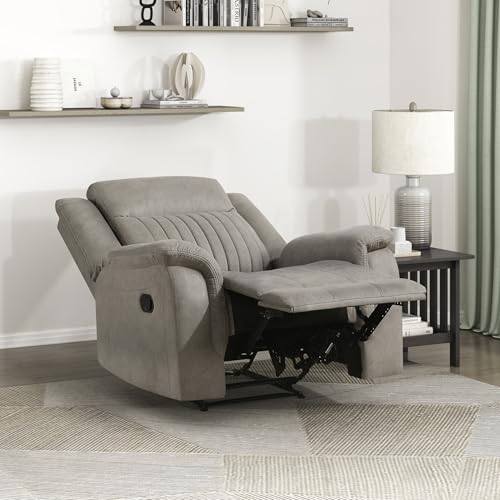 Lexicon Polished Microfiber Wall Hugger Manual Reclining Chair, Dove | 39.5"W Manual Recliner, Home Theater Seating for Living Room/Office/Apartment - color: Dove, size: Recliner