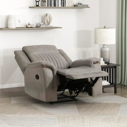Lexicon Polished Microfiber Wall Hugger Manual Reclining Chair, Dove | 39.5"W Manual Recliner, Home Theater Seating for Living Room/Office/Apartment - color: Dove, size: Recliner
