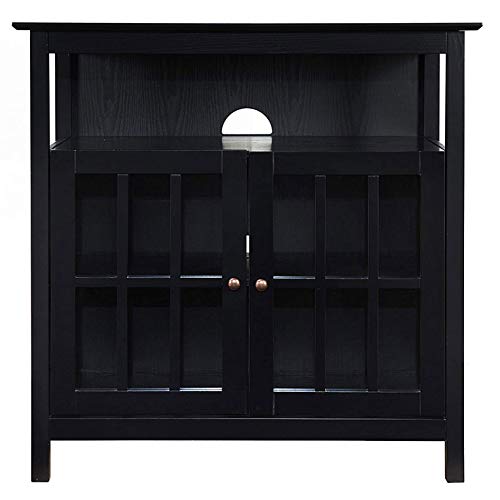 Convenience Concepts Big Sur Highboy TV Stand 36" - Modern Entertainment Center For TVs up to 40", Storage Cabinet for Dining, Living Room, & Entryway, Console Hall Table with Shelves, Black - color: Black