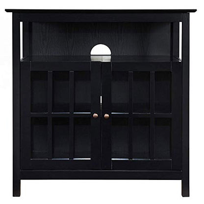 Convenience Concepts Big Sur Highboy TV Stand 36" - Modern Entertainment Center For TVs up to 40", Storage Cabinet for Dining, Living Room, & Entryway, Console Hall Table with Shelves, Black - color: Black