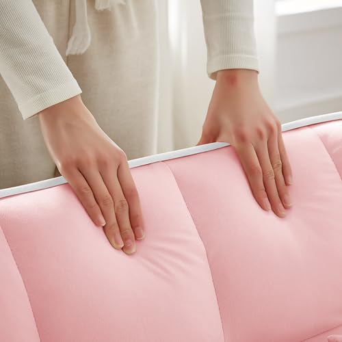 Eafurn Velvet Convertible Sleeper Chair Bed with USB Port & Phone Holder, 3-in-1 Pull Out Sofa Bed Chair, Multi-Functional Chair Bed with Adjustable Backrest & Side Pockets - color: Pink 33.85"