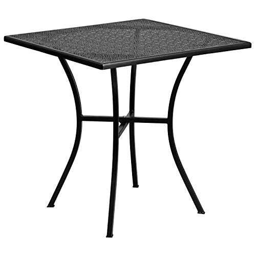Flash Furniture 28" Square Patio Table, Black | Commercial Grade, Steel Frame, Indoor/Outdoor - color: Black, size: 28" Square