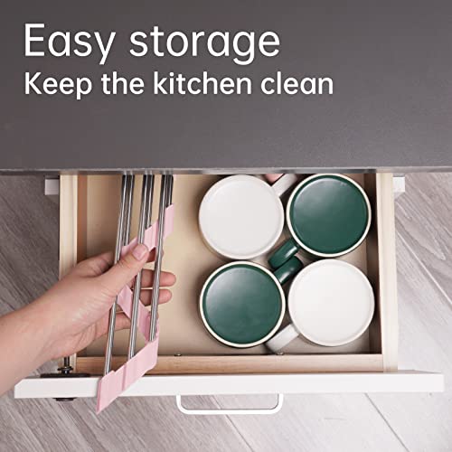 Tomorotec Triangle Foldable Dish Drying Rack, Small Roll-Up Stainless Steel Over Sink Drainer for Kitchen Sink Corner, Rustproof Multipurpose Organizer(Pink) | BPA-Free Food-Grade Silicone Edges Foldable Waterproof Rustproof Heavy-Duty Space Saver Heat Re