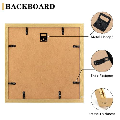 HEART ART 10x10 Gold Picture Frame 6x6 with Mat Set of 9 | Gallery Wall Frame Set, Collage, Square Picture Frames - color: Gold, size: 10x10 for 6x6