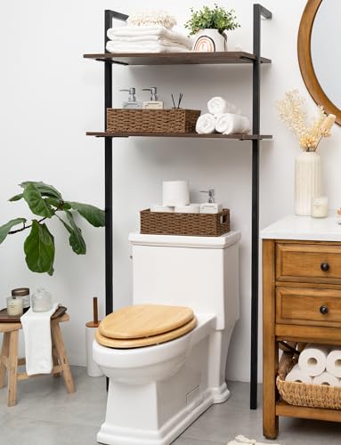 StorageWorks Toilet Tank Tray, Brown Round Paper Rope Bathroom Baskets for Organizing, Toilet Tank Basket, Toilets Organizer with Built-in Handles, 14 ¼"L x 6 ¾"W x 3 ¾"H, 1 Pack | Paper Rope Toilet Tank Tray for Tank Topper, Small Wicker Toilets Paper Ba