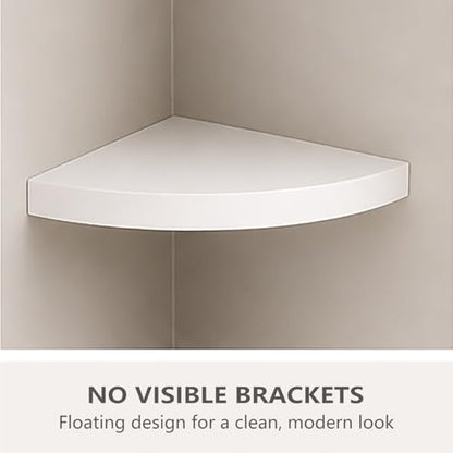 ZGZD Corner Shelf Invisible Wall Mounted Shelves Radial Shape Perfect for Bedroom Bathroom Living Room Kitchen Set of 2 White - size: Arc edge