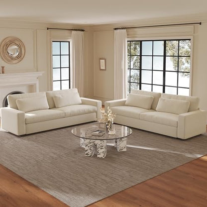 Guyii 104.72" Oversized Sofa Set of 2, Extra-Wide & Deep Loveseat Sofa, 3 Seater Sofa with 2 Pillows, Modern Polyester Sofa Couch for Living Room, Bedroom, Home, 330 Lbs Capacity - size: 104.72"