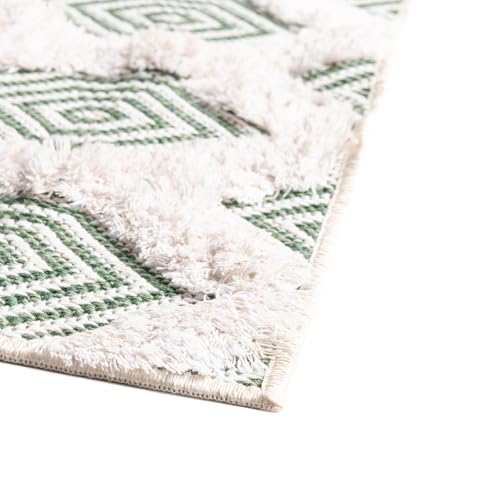 Rugs.com - Sabrina Soto Casa Rug – 8 Ft Runner Green Textured Cotton Runner Modern Geometric Design, Perfect for Hallways and Entryways - color: Green, size: 2'3" x 8' (Runner)