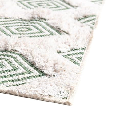 Rugs.com - Sabrina Soto Casa Rug – 8 Ft Runner Green Textured Cotton Runner Modern Geometric Design, Perfect for Hallways and Entryways - color: Green, size: 2'3" x 8' (Runner)