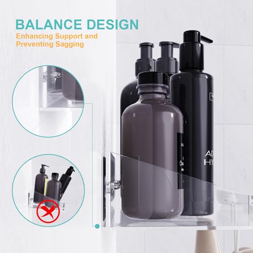 Bakzon Adhesive Shower Caddy, 5 Pack Acrylic Shower Shelves Bath Organizers With Large Capacity, No Drilling Shelves for Bathroom Storage - style: Shower Organizer-5 Pack