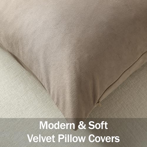 Throw Pillow Covers 20x20 Taupe: Pack of 2 Cozy Soft Velvet Square Modern Luxury Decorative Throw Pillow Cases for Sofa Couch Living Room Bed Home Decor - color: Cobblestone, size: 20" x 20" (Pack of 2)