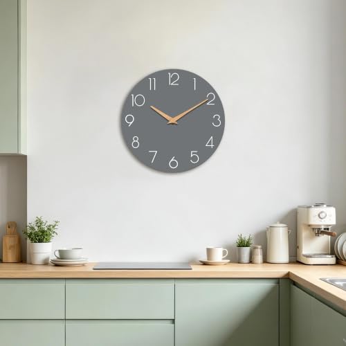 cicininc 10 Inch Battery Operated Wall Clock, Silent Analog, Gray | Living Room | Kitchen | Office | Bathroom | Modern Style | Easy-to-read Numbers - color: A_gray, size: 10"