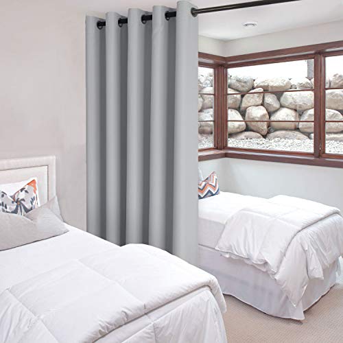 DWCN Total Privacy Room Divider Blackout Curtain - Thermal Curtains for Patio Door, Living Room, Bedroom Partition and Shared Office Space, 1 Grommet Curtain Panel, 6.7ft Wide x 7ft Tall, Silver Grey - color: Silver Grey, size: 80"W x 84"L (Pack of 1)
