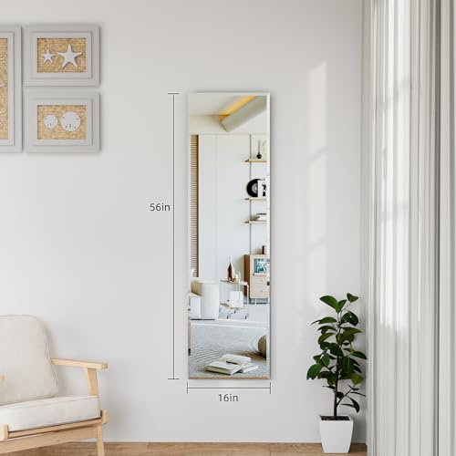 wall Mirror Full Length,56X16FullL ength Mirrorwallmounted, | Bedroom/wall/Bathroom/Makeup Area/Cloakroom (56 * 16 Inch) - size: 56"L x 16"W