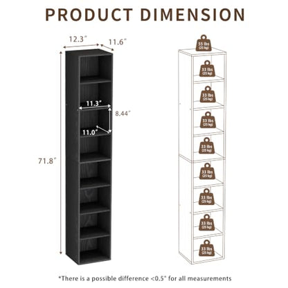 8 Cube Black Book Shelf, Tall Bookcase for Bedroom Home Office Living Room - color: Black, size: 8 Cube