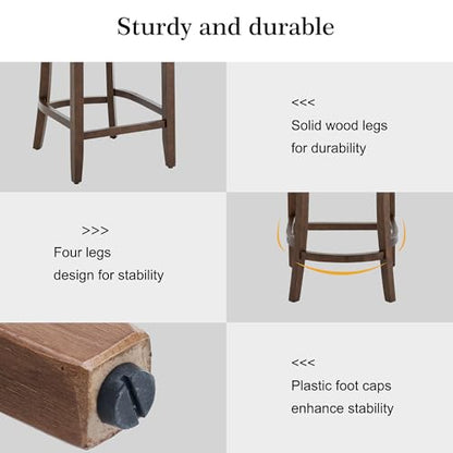 VKNOW Bar Stools Set of 6, 26" Fabric Counter Height Bar Stools, Brown | Modern Upholstered Counter Stools with Rubberwood Legs for Kitchen Island Dining Room Bar - color: Brown, size: Set of 6