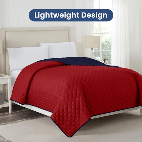 Martex Reversible Coverlet, Full Queen, Red/Navy | Lightweight, Durable, Soft, Easy Care, Reversible - color: Blue, size: Full/Queen
