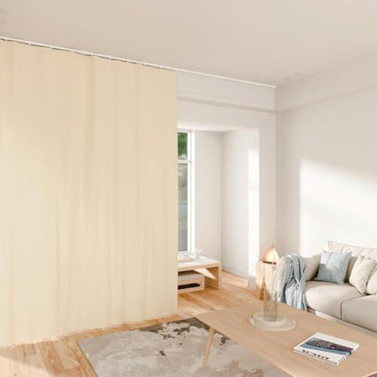 Room Divider Curtains Total Blackout Privacy Curtain Panel Room Thermal Insulated Noise Reduction Curtains for Bedroom Window Living Room Ceiling Track Curtain W 12.5 ft × H 7 ft Beige - color: Beige, size: 150"W x 84"L (Pack of 1)
