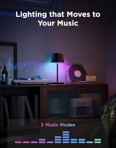 Govee Smart Cordless Table Lamp Classic (No Adapter), RGBIC Desk Lamp | Rechargeable Table Lamp for Living Room, Portable Lamp Works with Matter, Bedside Lamp for Nightlight, 72 Scenes Modes, 500lm