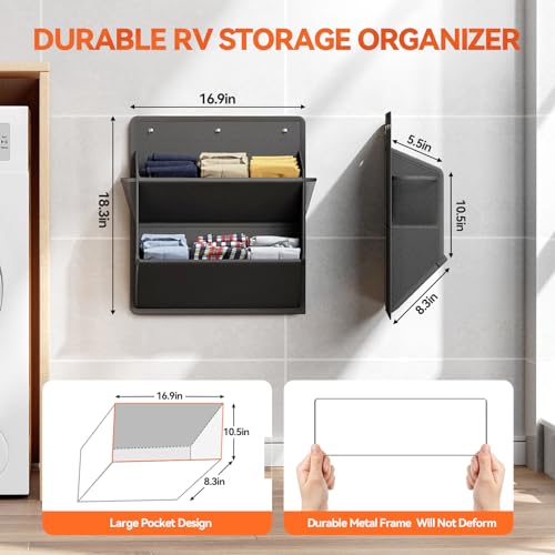 2 Pack RV Shoe Storage with Sticky Adhesive Tape, Over the Door Shoe Rack, Wall Hanging Shoe Organizer with Large Deep Pockets for Camper, Narrow Space Saving Closet Organizers Black - color: Black