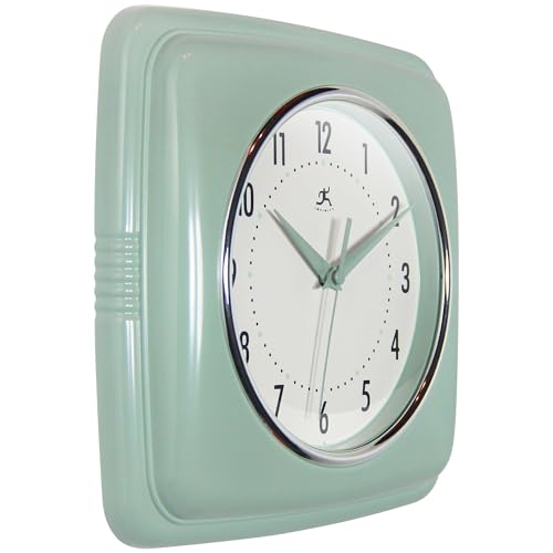 Infinity Instruments Square Retro Wall Clock, Sage Green, 9.25" - color: Sage Green