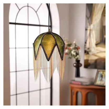 Chandelier, V-intage Tassel headboard Pendant Light, French Cloth lampshade, Bedroom Small Chandelier Apartment Room Ceiling Lighting(Warm) - size: Warm