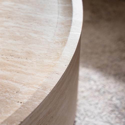 15.7" Round Faux Marble Coffee Table, Fully Assembled Modern Drum End Table with Mars Pattern, Faux Stone Nightstand Sofa Table for Living Room & Bedroom(Mars Pattern) - color: 15.7'' Mars Pattern