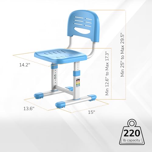 Mount-It! Kids Desk and Chair Set, Height Adjustable Sturdy, Kid Study Workstation and Chair Set for Boys, Home School, Arts, Drawing, Crafts, Ergonomic Childrens Storage Drawer Blue - color: Blue