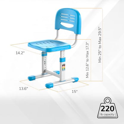 Mount-It! Kids Desk and Chair Set, Height Adjustable Sturdy, Kid Study Workstation and Chair Set for Boys, Home School, Arts, Drawing, Crafts, Ergonomic Childrens Storage Drawer Blue - color: Blue