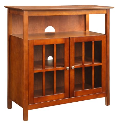 Convenience Concepts Big Sur Highboy TV Stand 36" - Modern Entertainment Center For TVs up to 40", Storage Cabinet for Dining, Living Room, & Entryway, Console Hall Table with Shelves, Cherry - color: Cherry