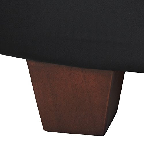 HomePop 32" Large Tufted Round Storage Ottoman - Black Faux Leather - color: Black Faux Leather