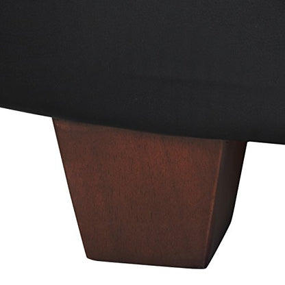 HomePop 32" Large Tufted Round Storage Ottoman - Black Faux Leather - color: Black Faux Leather