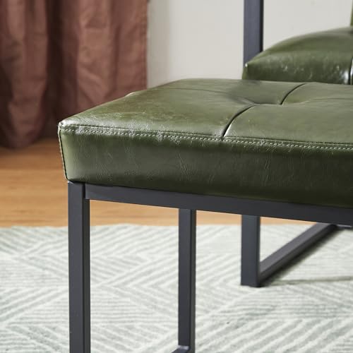 Glitzhome Ottoman Bench, Modern PU Leather Vanity Stools Chairs with Metal Frame, Makeup Stool Padded Foot Rest Stool for Living Room Vanity, Entryway, Bathroom,Green - color: Green