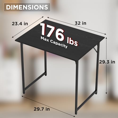 FDW 32 inches Office Small Computer Desk/Home Office Desk/Study Student Writing Desk/Modern Simple Style Desk,Black - color: Black, size: 32 Inches