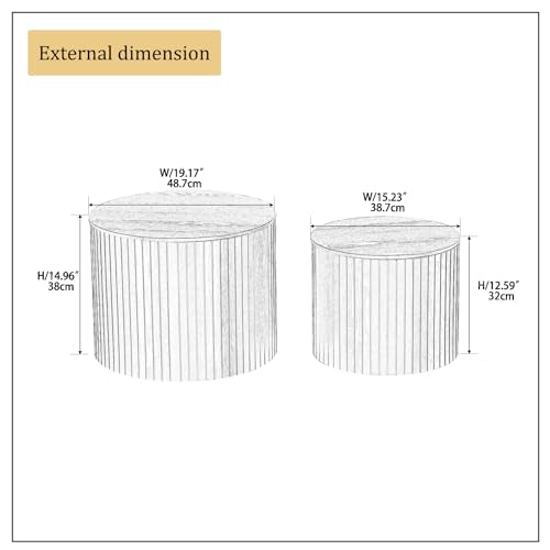 Round Coffee Table Set of 2 for Living Room, Wood Small Nesting Tables with Storage, Circle Side Table, Modern Accent End Table with Moveable Lid for Bedroom,Black - color: Black, size: 19.17"x19.17"x14.96"