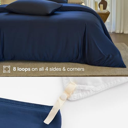 DOZ Duvet Cover Set, 100% Viscose derived from Bamboo, Organically Grown, Buttery Soft, Cooling Duvet Covers, High GSM, 1 Duvet Cover and 1 Pillowcase, 70"x90" (Sapphire, Twin/Twin XL) - color: Sapphire, size: Twin/Twin XL