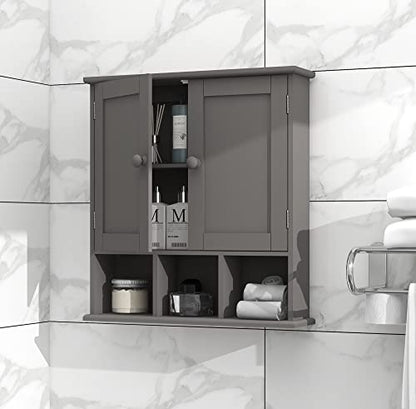 TaoHFE Grey Bathroom Cabinet,Bathroom Wall Cabinet with 2 Door | Adjustable Shelves,Over The Toilet Storage Cabinet,Bathroom Cabinet Wall Mounted,Medicine Cabinets for Laundry Room Kitchen - color: Grey