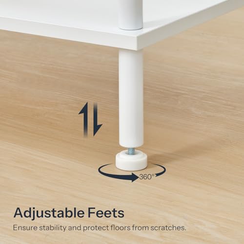 HOOBRO End Table, Small Side Table, Nightstand with 2-Layer Storage Shelves, Sofa Table for Small Spaces, Living Room, Bedroom, Stable Frame, Easy Assembly, White WW09BZ01 - color: White