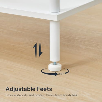 HOOBRO End Table, Small Side Table, Nightstand with 2-Layer Storage Shelves, Sofa Table for Small Spaces, Living Room, Bedroom, Stable Frame, Easy Assembly, White WW09BZ01 - color: White
